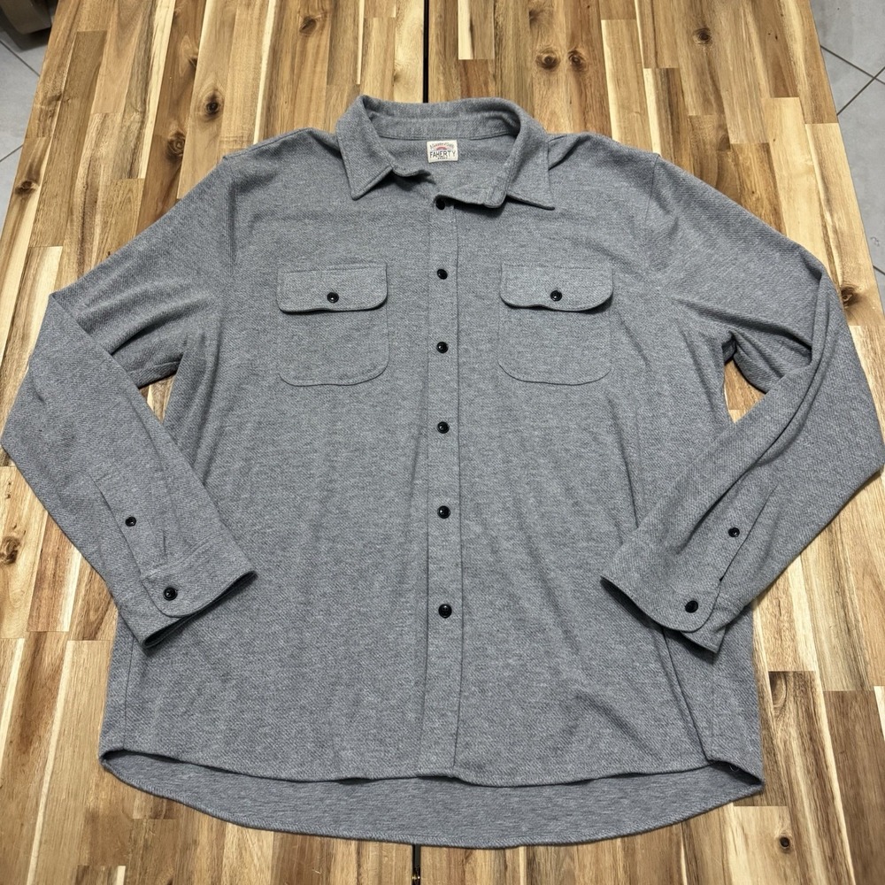 Faherty Legend Sweater Shirt Mens 2XL Gray Flannel Long Sleeve Outdoor Comfort